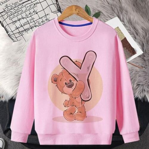 Cute Little Panda Letter Printing Pink O-Neck Childrens Hoodie Autumn And Winter Thick Clothes Tops Sweatshirt Girls Pullover