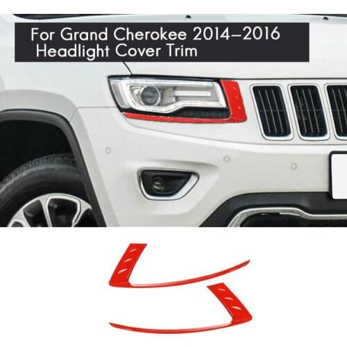For Jeep Grand Cherokee 2014-2016 Chrome Front Head Light Lamp Eyelid Cover Trim Decoration Strip