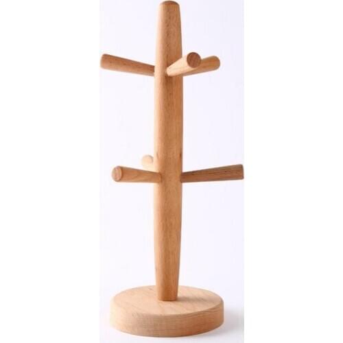 Creative home beech primary color cup rack kitchen utensils, leech tea red wine cup rack wooden cup holder 18518