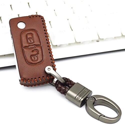 KUKAKEY Genuine Leather Key Chain Shell Case Cover For Peugeot 307 308 408 407 206 301 508 2008 3008 5008 C4L C5 Car Accessories