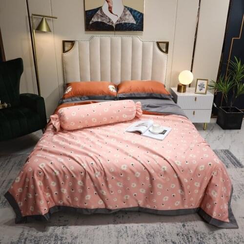 Summer Air Conditioner Washable Tencel Silk Quilt Throw Blanket Bedspread Soft Bed Cover Quilt Pillowcase Flat Sheet