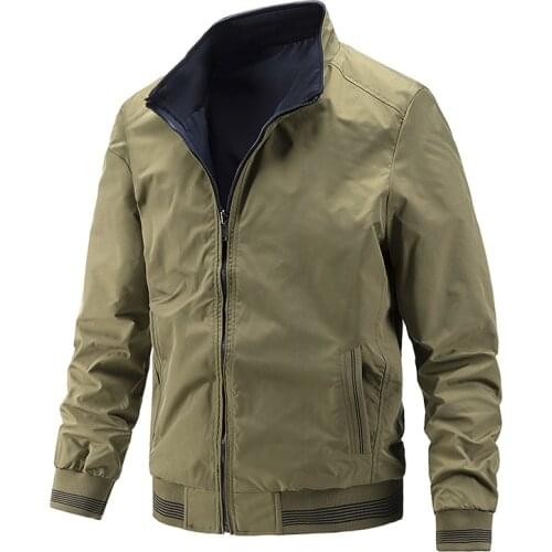 Mens Business Jacket coat Spring & Autumn Both Sides Wear Casual Fashion Thin Jacket Mens Winter Waterproof Jacket