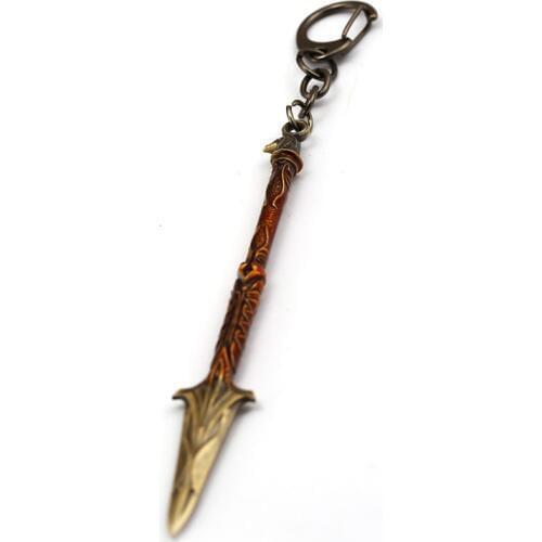New Game Odyssey Keychain Broken Spear Of Leonidas Replica Key Ring Chain Men Car Fans Toy Jewelry Chaveiro