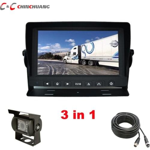 New ! 3 in 1 18 LEDs IR Truck Rear View Backup Camera + 9 inch Car Reverse Monitor + 15-meter Extension Cable for Bus RV Caravan