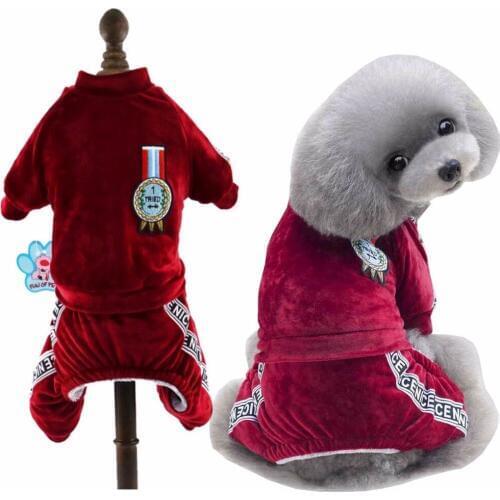 New Winter Warm Fleece Inside Pet Dog Clothes Soft Velvet Dogs Jumpsuit Small Pet Dog Coats Dog Outfit For Small Pets XS-XL