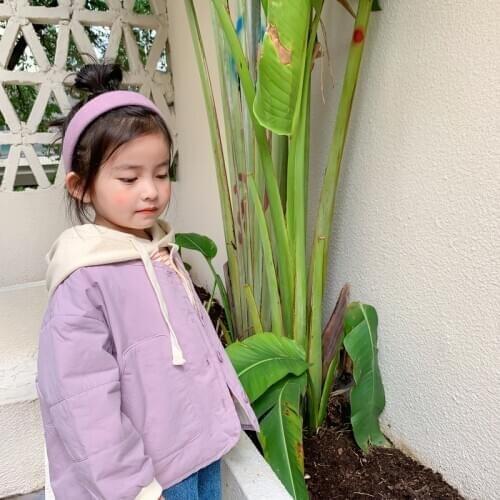 Autumn Korean style fashion girls thin quilted solid color jackets children boys big pockets loose outwears