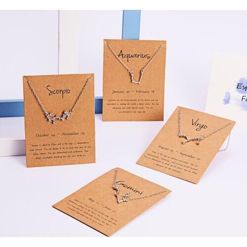 12 Constellation Zodiac Sign Necklace For Women Gold Silver Color Jewelry Leo Libra Aries Pendant Horoscope Astrology Necklace