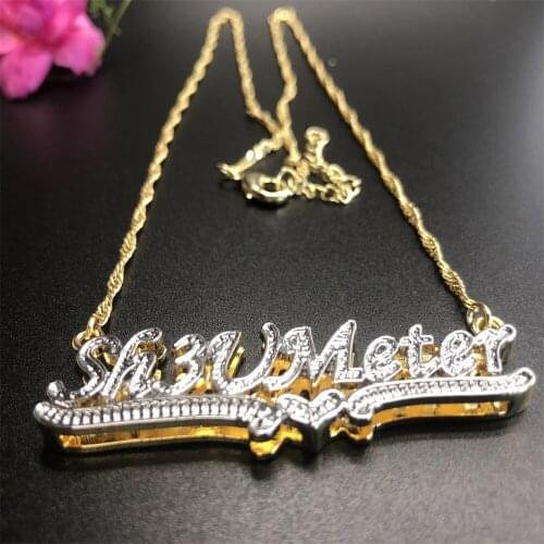 Popular Custom Name Necklace Double Layer Plated Nameplate 3D Necklace Personalized Choker Necklace Gifts For Women Collier