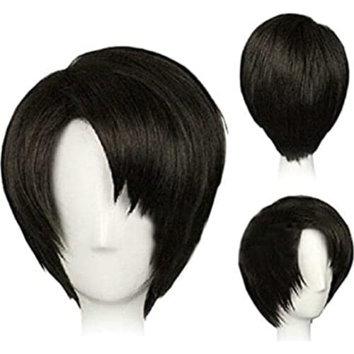 Attack on Titan Levi Ackerman Rivai Short Brown Black Synthetic Hair Heat Resistant Cosplay Anime Wig