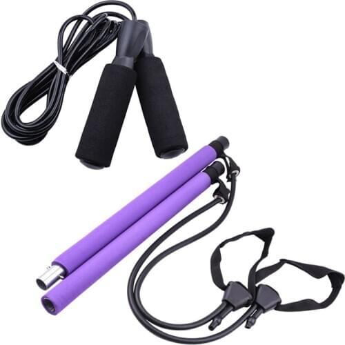 Pilates Bar Kit with Jumping Rope Yoga Pilates Exercise Stick Fitness Bar for Home Gym Workout