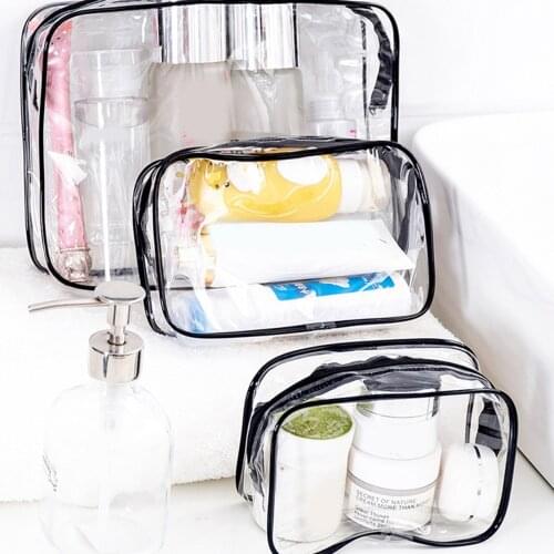 Plastic Storage Bag with Chain Transparent Washable Durable Convenience Water-Proof Suit for Makeup Daily Supplies TS2