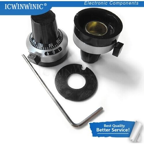 3590S-2-103L 3590S 10K ohm Precision Multiturn Potentiometer 10 Ring Adjustable Resistor+Turns Counting Dial Rotary 6.35mm Knob