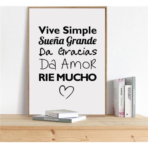 Spanish Vive Simple Quotes Art Print Poster , Life Quote Canvas Painting For Spanish Home Living Room Wall Decoration