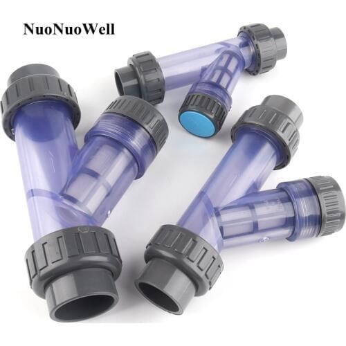 1pc Transparent UPVC Y-Type Filter Aquarium Fish Tank PVC Pipe Connector Irrigation Filters Garden Water Pipe Connectors