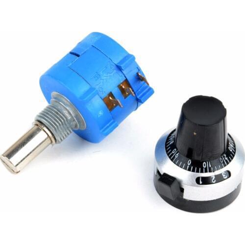 Adjustable 10K Ohm 10 Turn Potentiometer + 2Pcs Washeres + Nut + Wrench with Counting Dial Rotary Knob Mayitr Lighting Accessory
