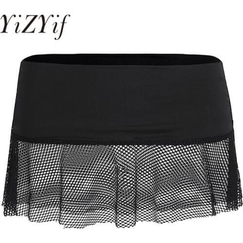 Sexy Women Mini Skirt Ladies Soft Stretch See-through Mesh Fishnet Low Rise Fishnet Mini Skirt Micro Mini Skirt Lingerie Women