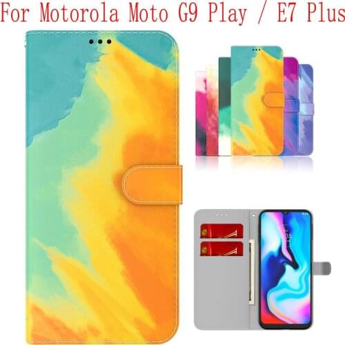 Sunjolly Case for Motorola Moto G9 Play E7 Plus Wallet Stand Flip PU Phone Case Cover coque capa Case Cover