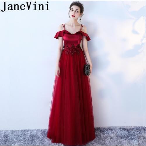 JaneVini Vestidos Tulle Mother of the Bride Dresses Spaghetti Straps Lace Appliques Beaded Long Evening Gowns Robe Soiree Longue