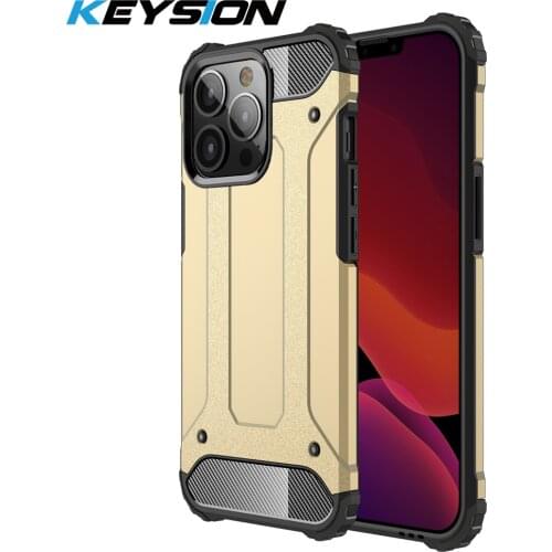KEYSION Shockproof Armor Case for iPhone 13 Pro Max 13 mini Hard PC+Soft Silicone Phone Back Cover for iPhone 12 Pro Max 11 New