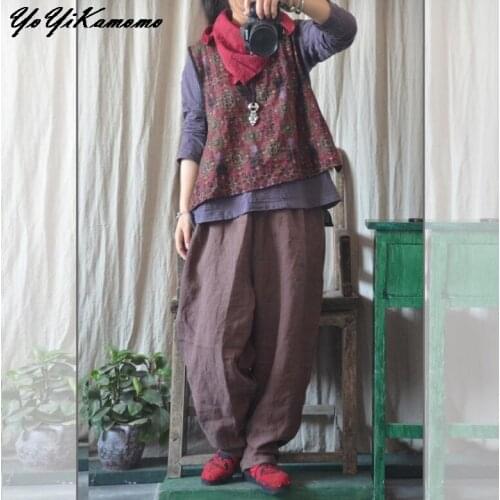 Женские льняные брюки YoYiKamomo China At AliExpress