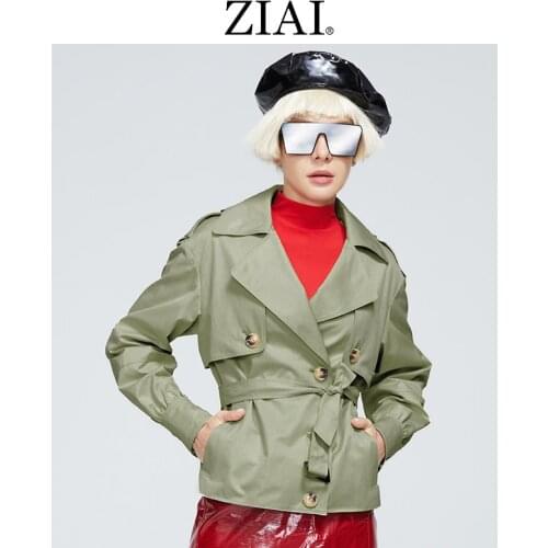ZIAI 2021 Hotsale Spring Autumn Womens Short Lapel Trench Coat Fashion Trend Female Raincoat Business Windbreaker ZS-T092