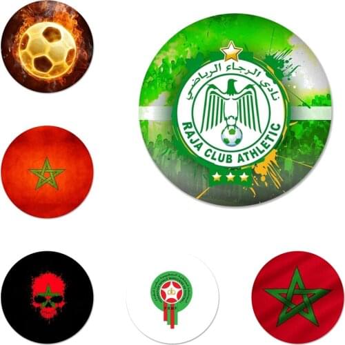 58mm Morocco Soccer football Icons Pins Badge Decoration Brooches Metal Badges For Backpack Decoration