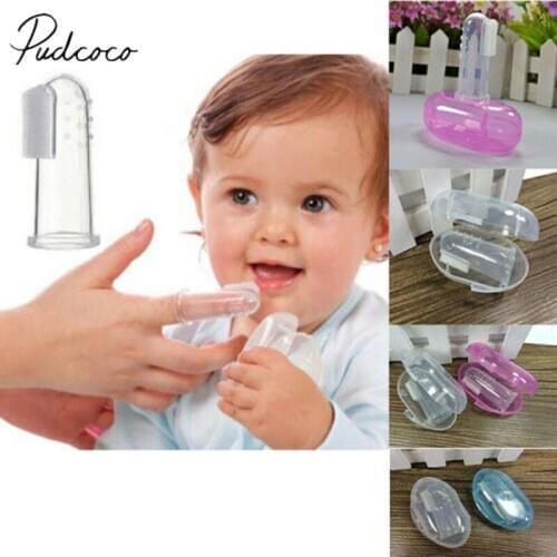 Baby Accessories Newborn Toddler Baby Convenient Durable Portable Toothbrush With Case 1PCS Set Finger Train Toothbrush