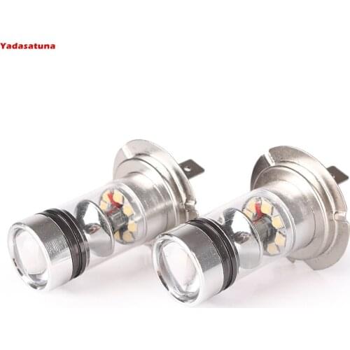 100W H7 High Power Super Bright 6000K LED Fog Ampoules 1000lm DRL pour Vehicules Camions Lampe Replacement Blanc