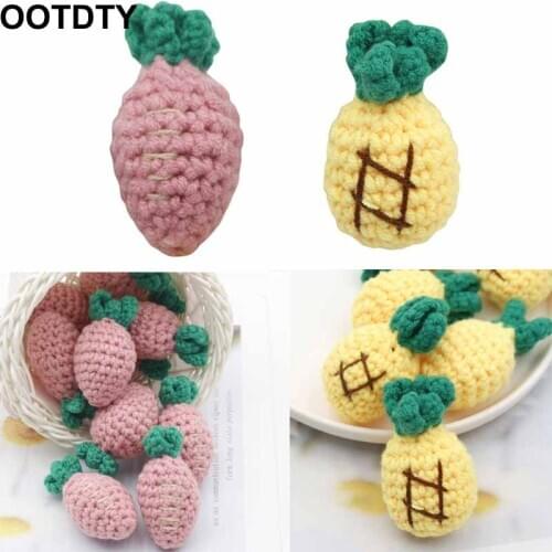 2Pcs Handmade Crochet Carrot Pineapple Knitting Wool Beads DIY Baby Pacifier Chain Accessories Infant Newborns Teether Toy Gifts
