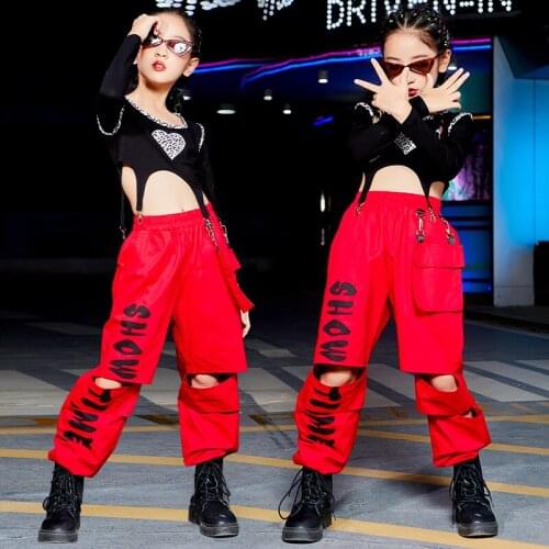 2021 Jazz Performance Costumes Black Long Sleeved Tops Cargo Pants Suit Hip Hop Dance Clothes Stage Performance Clothes DN9537