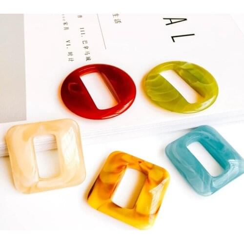 Acrylic Round Square Drip Shape Eardrop Mixed Color Pendant Accessories Necklace Charms Jewelry Finding Diy Material 6pcs