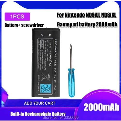 1PCS 3.7V 2000mAh Rechargeable Battery For Nintendo NDSiLL NDSiXL Replacement Lithium-ion Battery + Tool Pack Kit Screwdriver