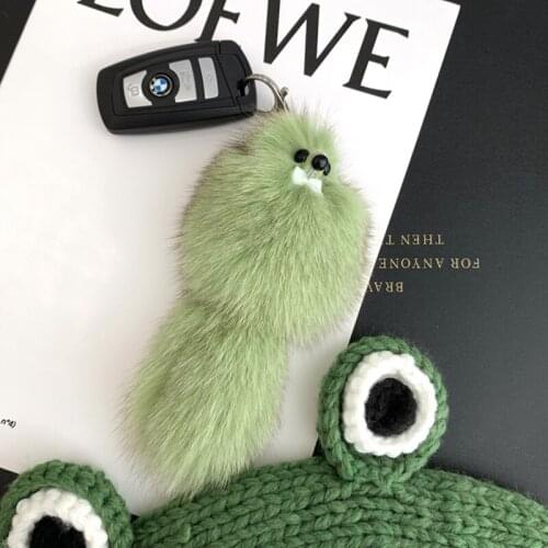 Toy Keychain Keyring Car-Key-Holder Real Fox Fur Trinket Women Cute Bag-Hang Pendant