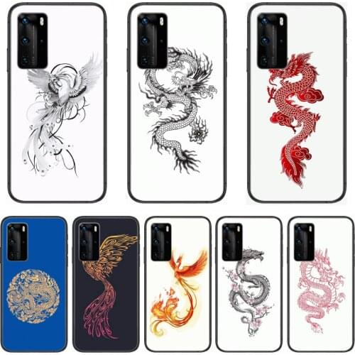 Dragon Phone Case For Huawei P 40 30 20 10 Lite Smart Z Pro Black Etui Coque Painting Hoesjes comic fashion