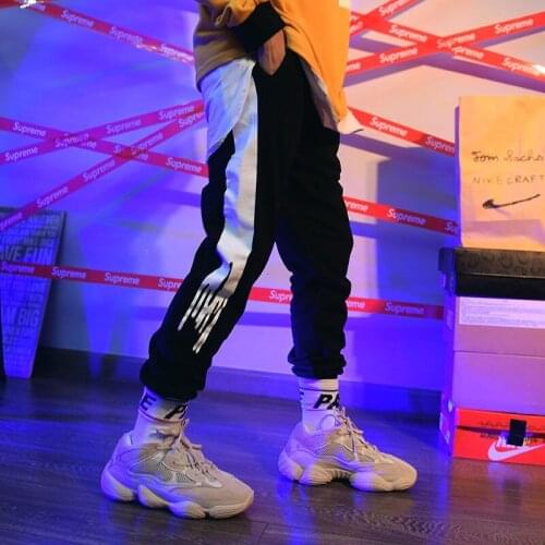 Hip Hop Men Joggers Pants Streetwear Side Printed Mens Loose Pants 2021 New Man Casual Trousers Pants