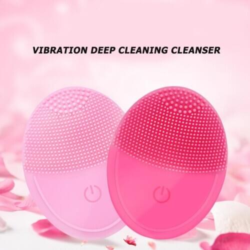 Mini Electric Waterproof Face Cleaing Brush Silicone Deep Pore Washing Massager Cleaner Blackhead Removal Face Washing Brush