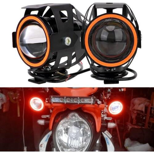 2Pcs/set Motorcycle Headlights LED Motorcycle Angel Eyes 125W Spotlights U7 Headlamp Motorbike LED Auxiliary Lamp Universal
