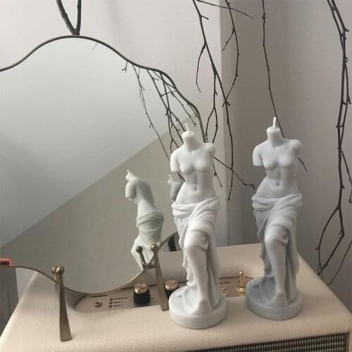Renaissance Apollo Sculpture Candle Mold Big Size Headless Venus Goddess Silicone Mold Home Decor Luxury Candle Wax Mould
