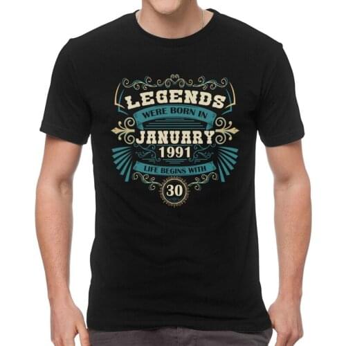 30th Birthday Legend Born In January 1991 T-shirt Men Graphic T Shirt Short Sleeve Cotton 30 Years Old Tshirt Unique Tees Tops