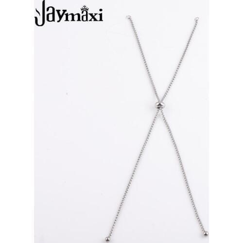 Jaymaxi Stainless Steel Necklace Chain 80cm Adjustable Box Chain Slider/Slide Extender Chain For DIY Necklace Making 15PCS/lot