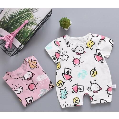 Newborn Summer Baby Boy Romper Short Sleeve Cotton Infant Jumpsuit Cartoon Printed Baby Girl Rompers Newborn Baby Clothes