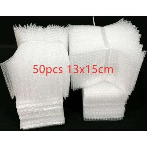 50pcs 13x15cm Plastic Wrap Envelope White Bubble Packing Bags PE Clear Shockproof Packaging Bag Double Film Bubble Bag