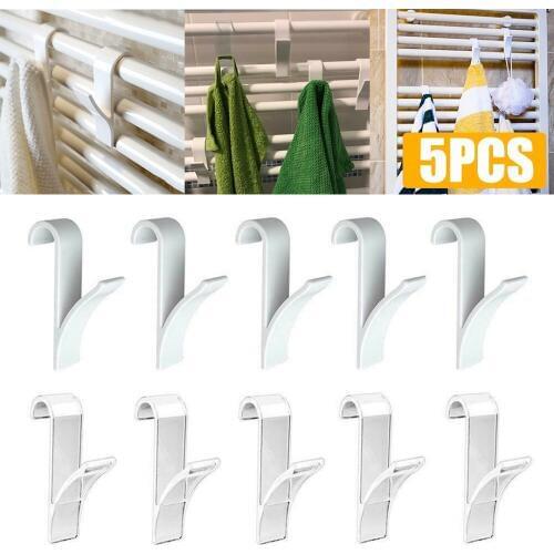 5pcs/lot Transaparent White Towel Mop Coat Hooks Storage Hanging For Bath Heated Radiator Clothes Hanger Organizer Decoration