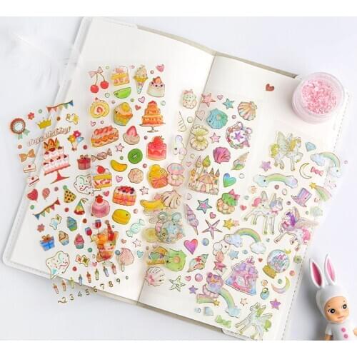 Cute water drop paper bronzing sticker 3d environmental mobile phone diary sticker decoration hand account diy children gift
