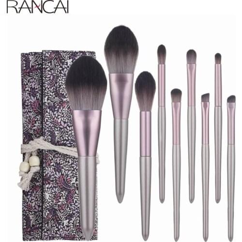 RANCAI 9pcs Soft Makeup Brushes Set Hight Quality New 12pcs Powder Foundation Eyebrow Eyeliner Cosmetic Make up Brush with Bag