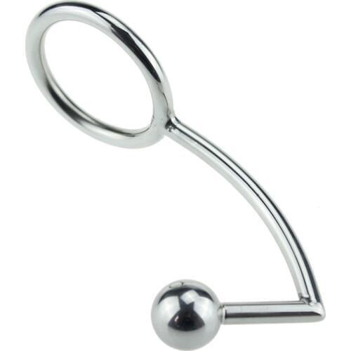 Stainless Steel Scrotum Cock Ring Butt Plug Anal Hook Double Stimulation of Anus and Penis Sex Toy for Men Male Sex Products