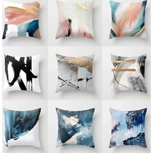 New Abstract Oil Painting Series Printed Linen / Cotton Pillow Cover Sofa Cushion Home Decorative Pillows Cover