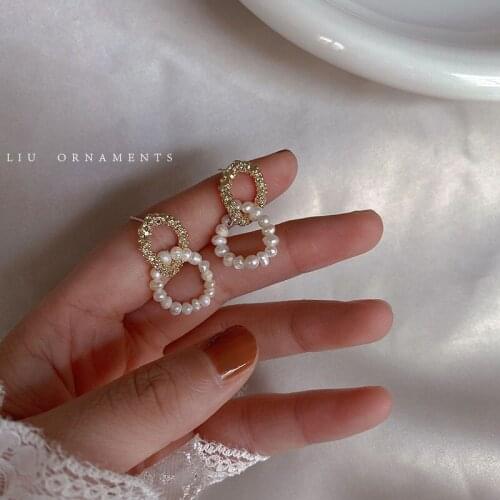 ZDMXJL 2021 New Fahion Womens Earrings Fine Geometry Round Pearl Earrings for Women Bijoux Party Girl Jewelry Gifts Wholesale