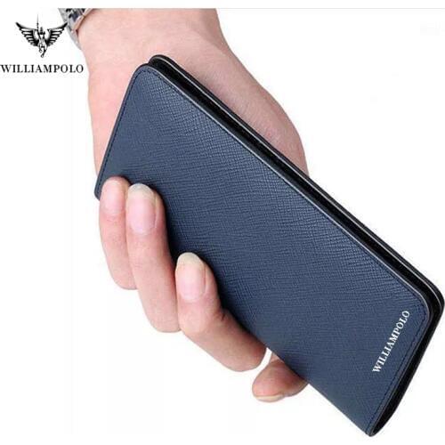New Mens Wallet Genuine Leather Bifold Short Wallets Card Holder Slots Pocket Ultra Slim Saffiano Multi Card Purse WILLIAMPOLO