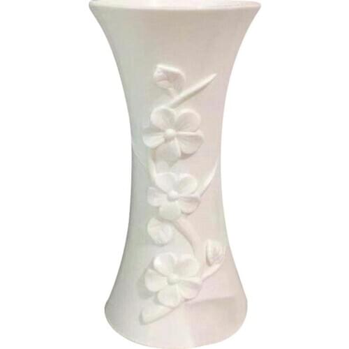 Plastic Embossment Vase Flower Arrangement Pot Container Home Office Table Decor